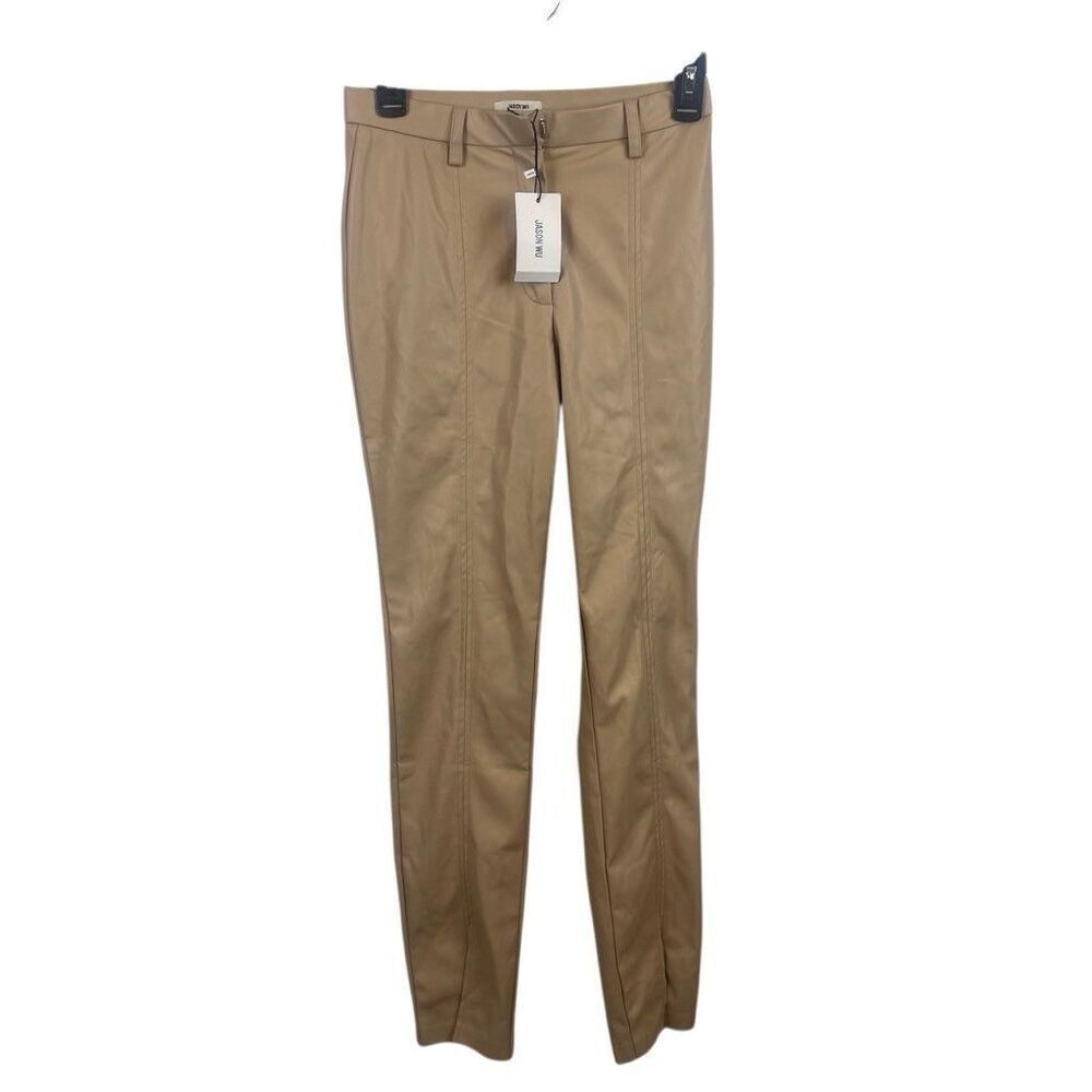 NWT Jason Wu Tan High Waisted Faux Leather Pants $168 WV4280-250-6PA Size S Flaw